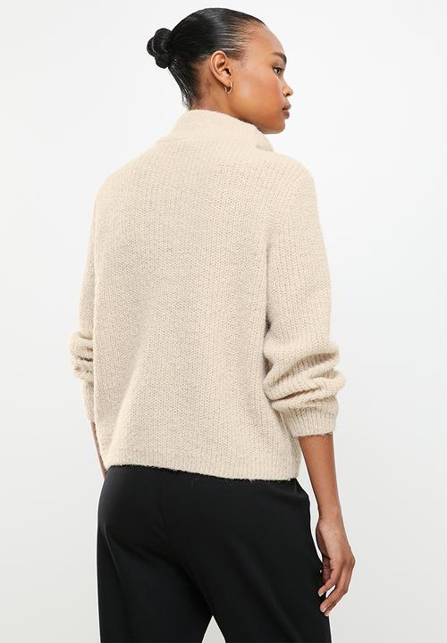Jacqueline de Yong - Sigrid mia life long sleeve zip pullover - cement