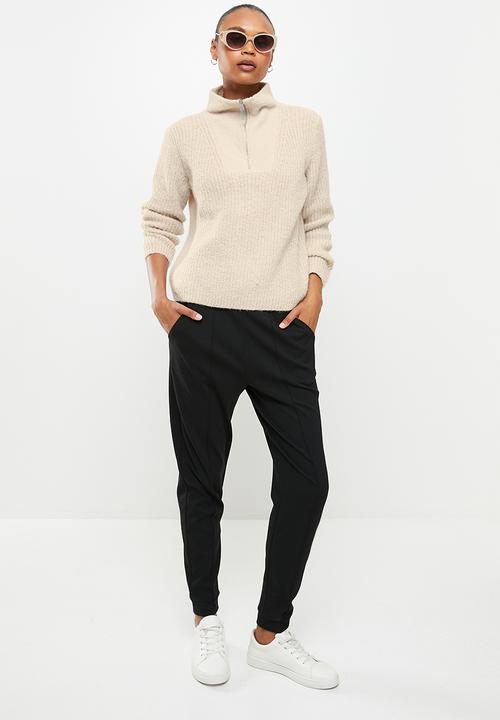 Jacqueline de Yong - Sigrid mia life long sleeve zip pullover - cement