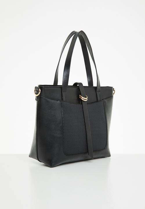 Pierre Cardin - Fabiana textured panel satchel  crossbdody - black