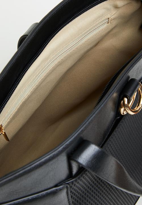 Pierre Cardin - Fabiana textured panel satchel  crossbdody - black