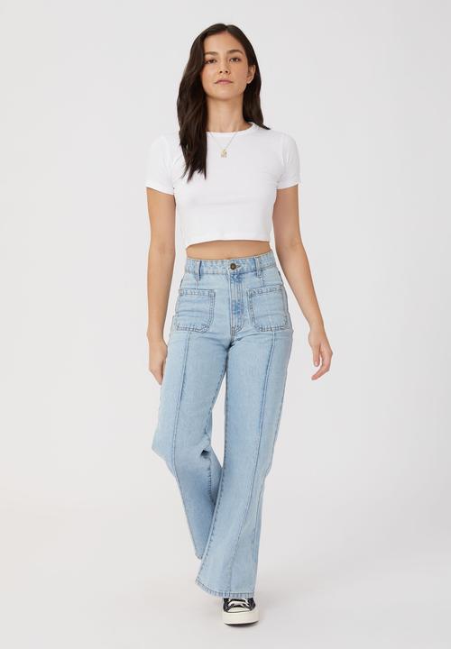 Cotton On - Petite pocket wide leg jean - wave blue