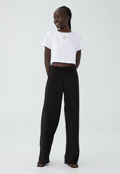 Cotton On - Pleated wide leg pant - black