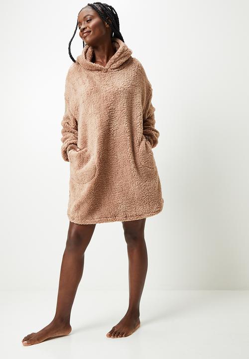 Blake - Fluffy oversize sleep hoodie - mink