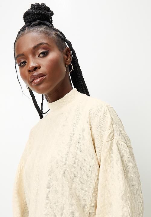 Blake - Co ord Cable boxy pull over - ecru