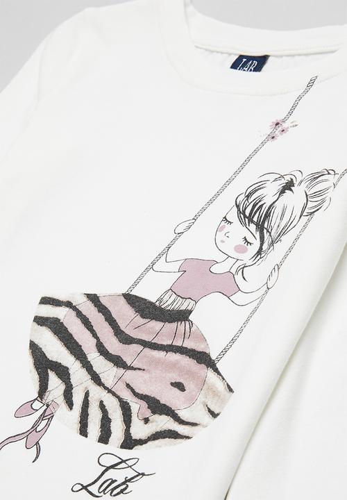 LAB - Long sleeve printed tee - white