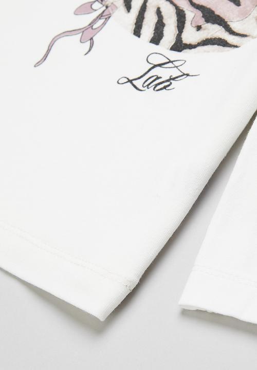 LAB - Long sleeve printed tee - white