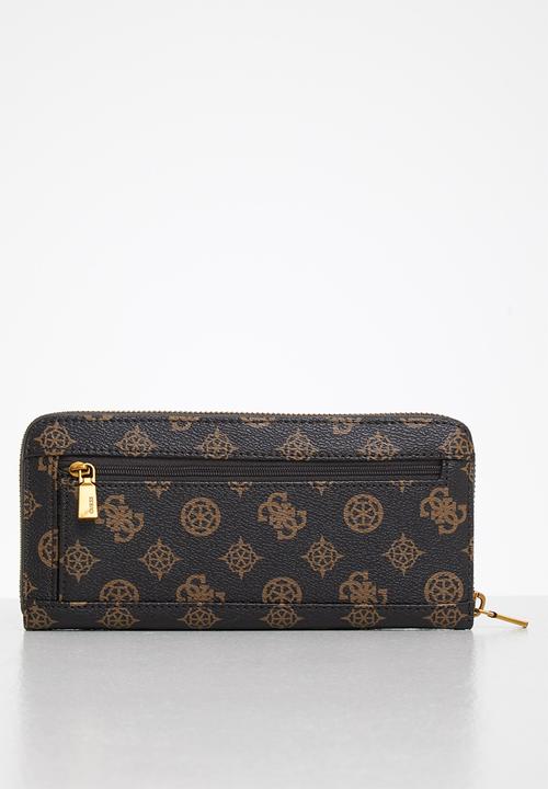 GUESS - Centre stage slg large zip arnd - mocha logo