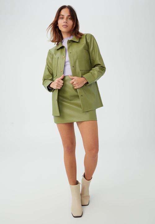 Cotton On - Pu mini skirt - green
