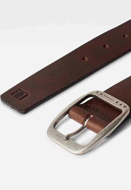G-STAR - Mett belt - dk brown/antic silver