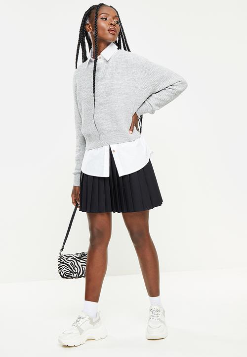 Cotton On - Bump friendly everyday crop pullover - ash grey/white twist