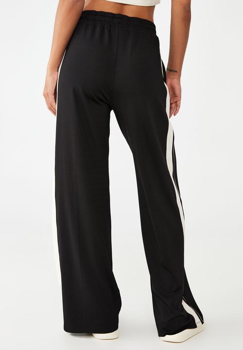 Cotton On - Wide leg stripe trackpant - black & eggshell