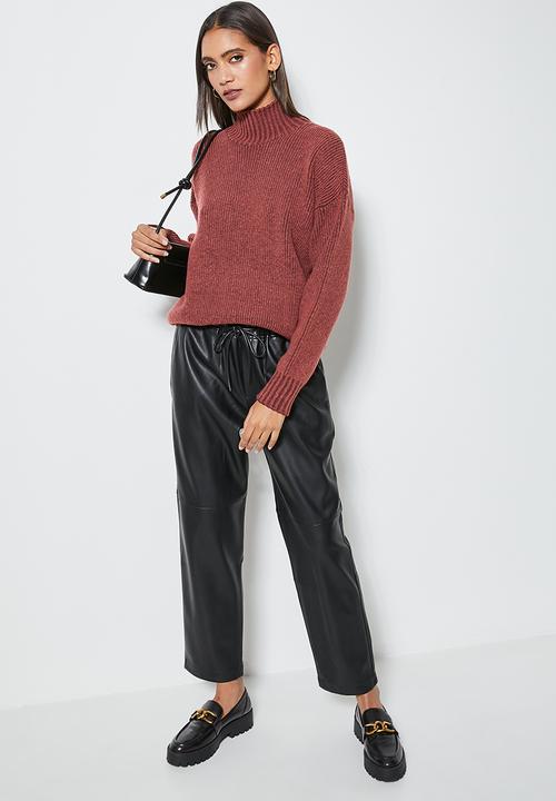 Superbalist - Tonal stripe funnel neck - dark rust