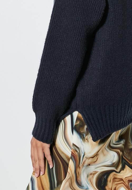 Superbalist - Tonal stripe funnel neck - navy