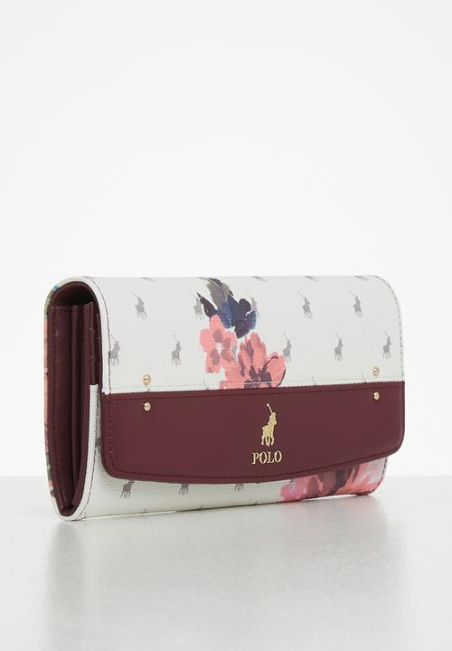 POLO - Floral  clutch purse - berry