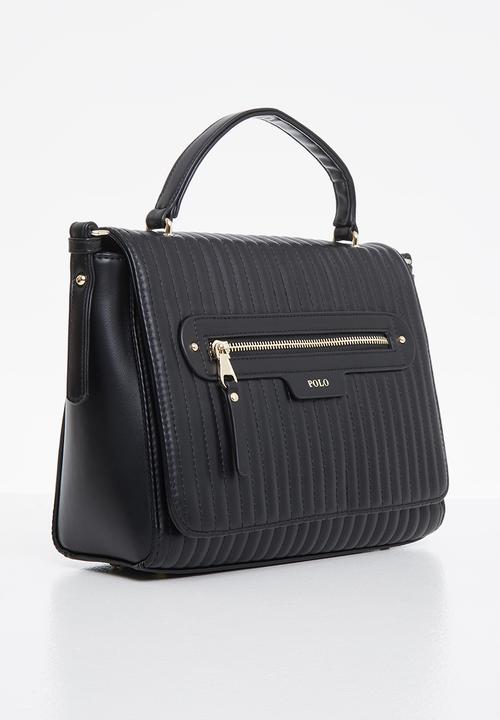 POLO - Quilt flapover shopper - black