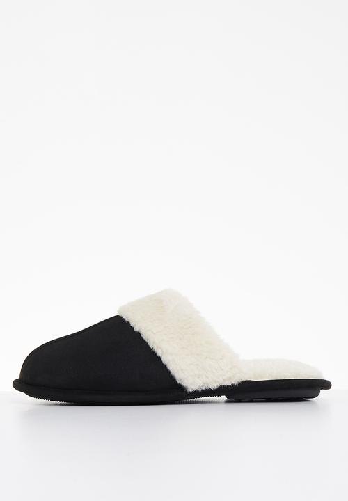 Hush Puppies - Aaron mircrofibre slipper - black & white