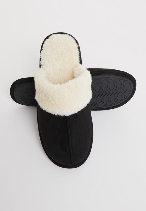 Hush Puppies - Aaron mircrofibre slipper - black & white