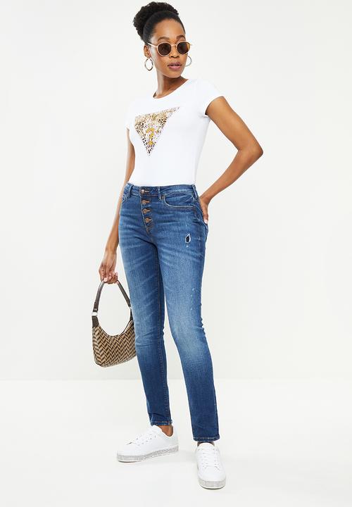 GUESS - Short sleeve ghost leopard logo r3 - pure white