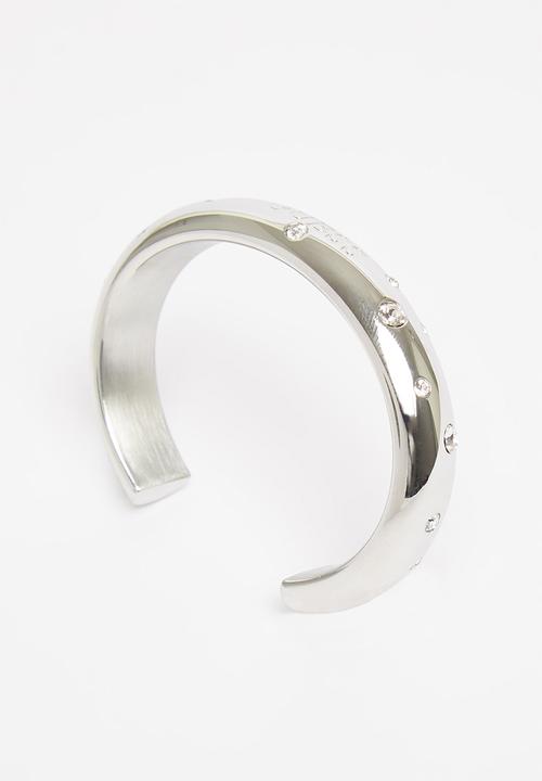 GUESS - Fun tonight round bangle clear crystals sil - silver