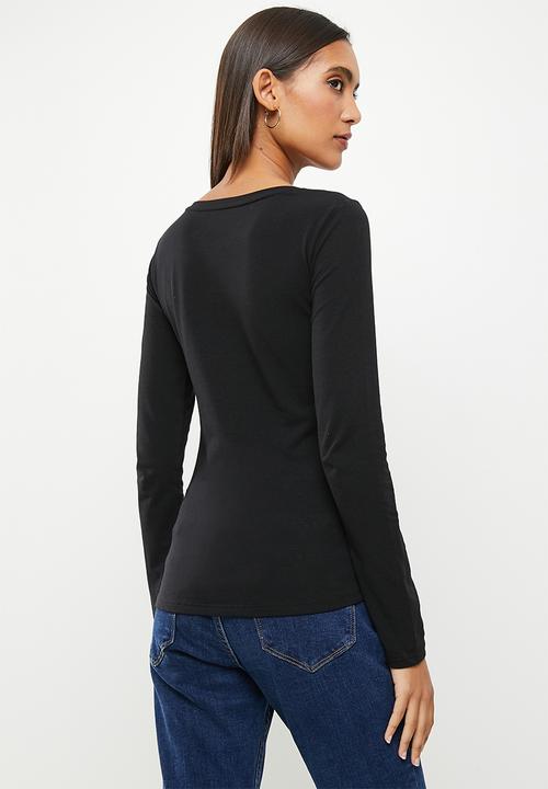 SISSY BOY - Long sleeve bling logo top - black