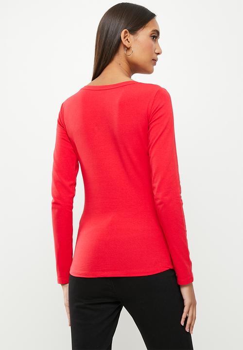 SISSY BOY - Long sleeve bling logo top - red
