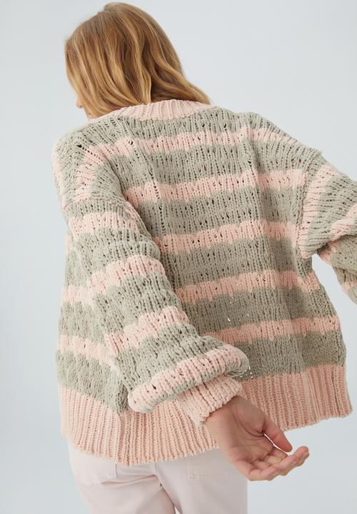 Cotton On - Bobbly chunky cardi - washed sand & pale pink