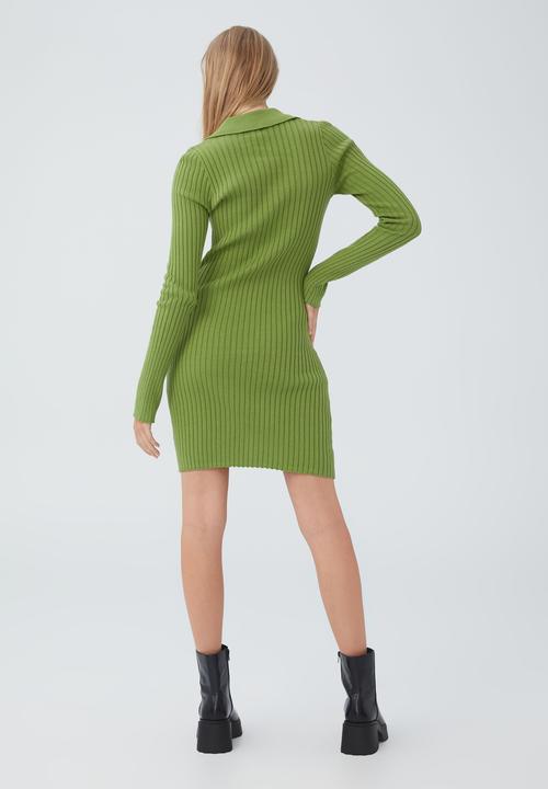 Cotton On - Twist knit button through mini dress - soft green