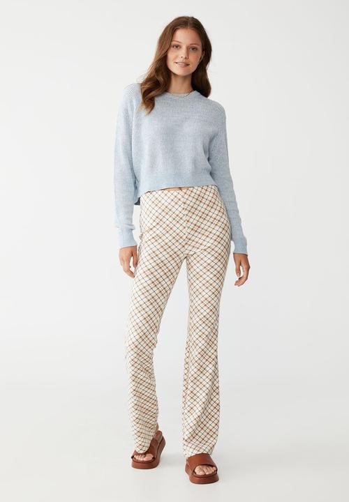 Cotton On - Everyday crop pullover - calm blue/white twist