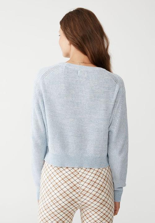 Cotton On - Everyday crop pullover - calm blue/white twist