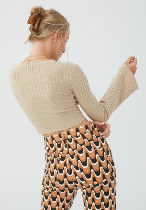 Cotton On - Ribbing crop crew pullover - soft beige