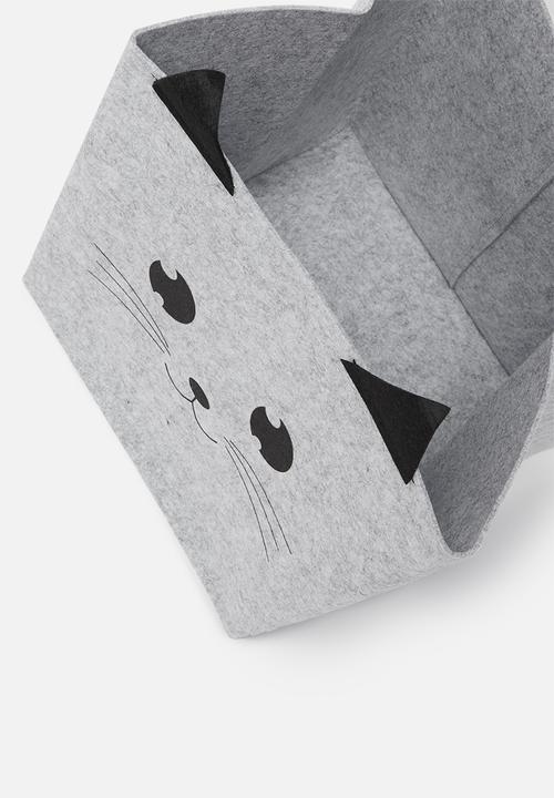 Storage Solutions - Felt basket with face - grey