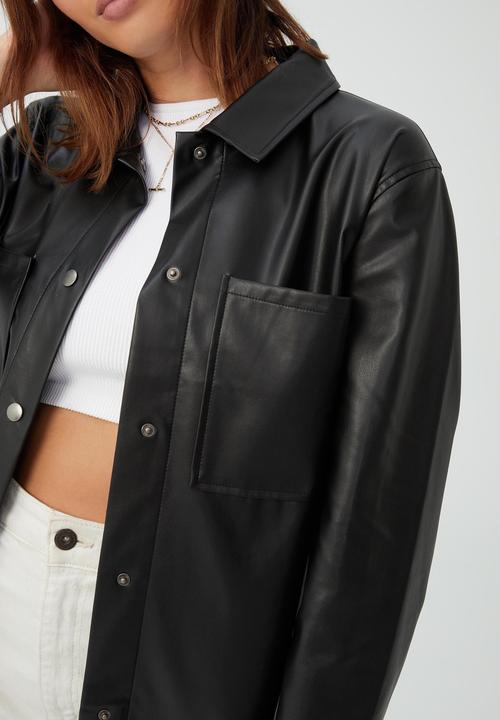 Cotton On - Pu shirt - black