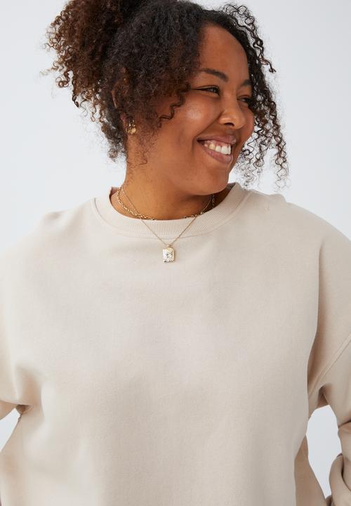 Cotton On - Curve classic crew sweatshirt - stone
