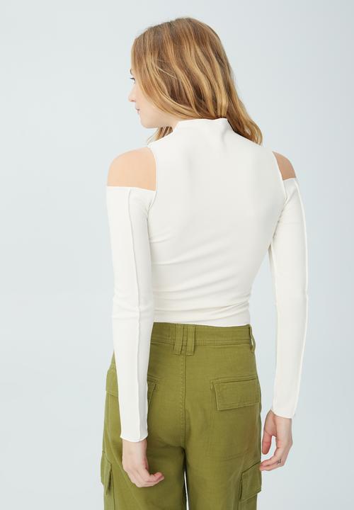 Cotton On - Natalia cut out shoulder long sleeve top - cloud white