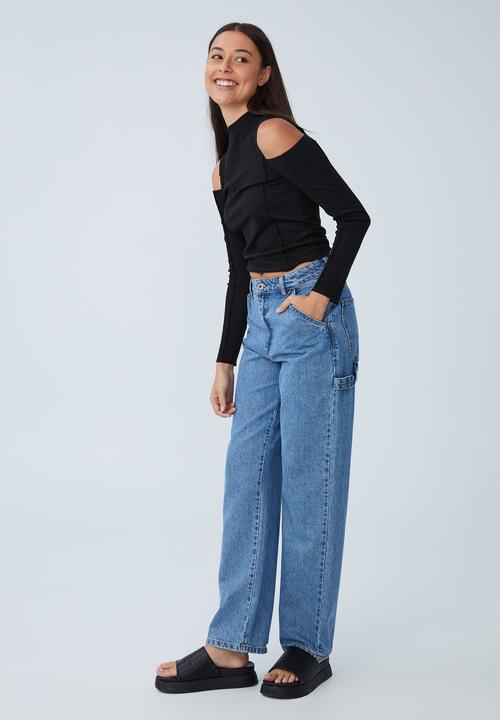 Cotton On - Natalia cut out shoulder long sleeve top - black