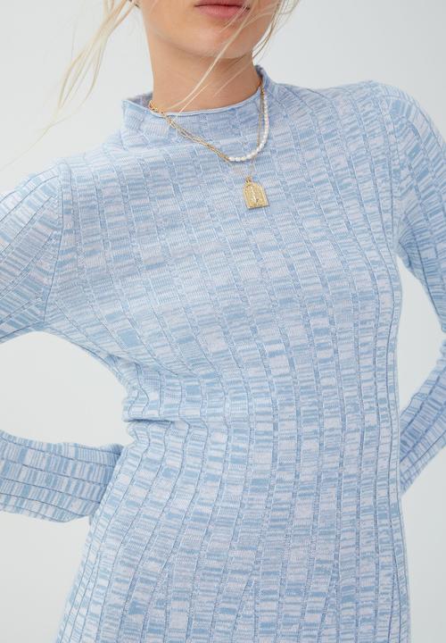 Cotton On - Twist knit mock neck midi dress - calm blue twist