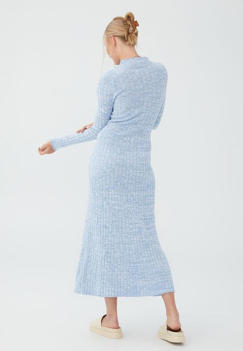 Cotton On - Twist knit mock neck midi dress - calm blue twist