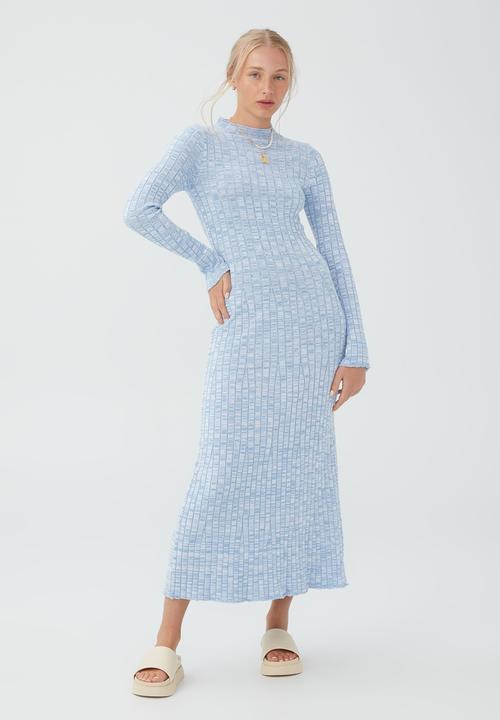 Cotton On - Twist knit mock neck midi dress - calm blue twist