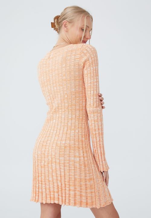 Cotton On - Twist knit long sleeve mini dress - coral twist