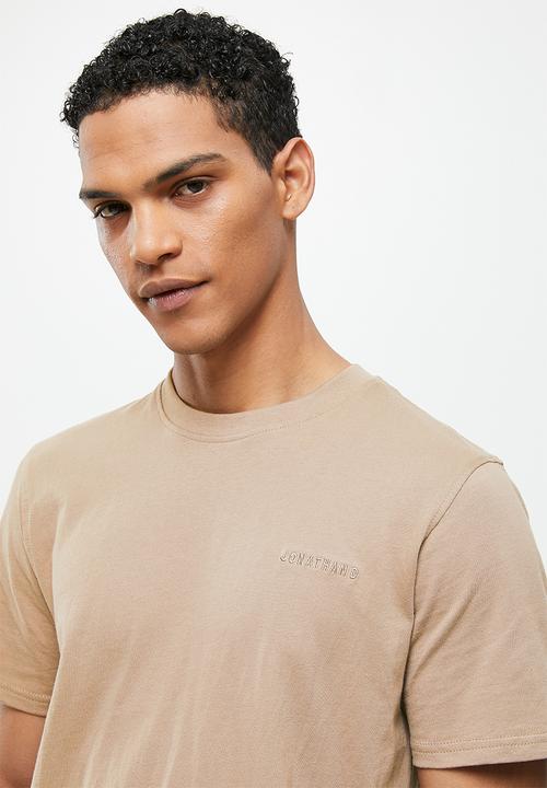Jonathan D - Men's branded crew neck T-shirt regular fit - taupe