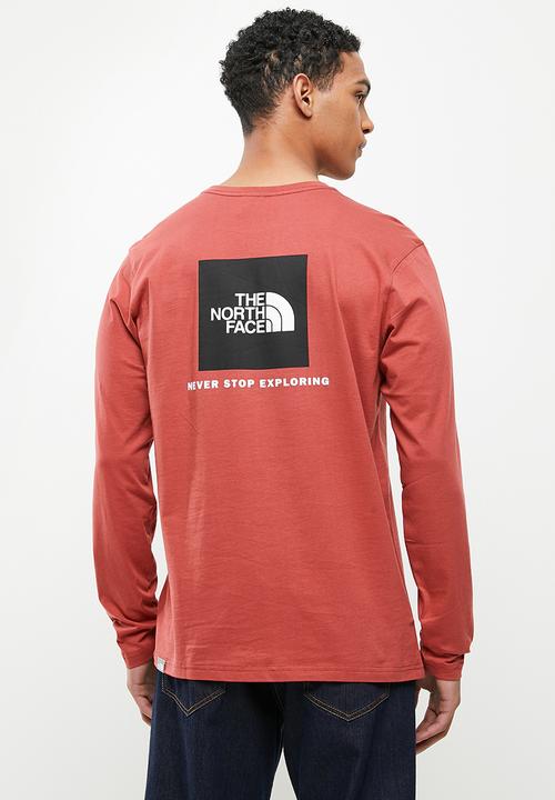 The North Face - M long sleeve red box tee - tandori spice red