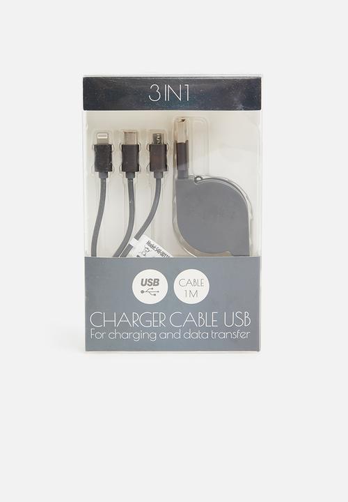 H&S - Usb charging cable 3in1 - black