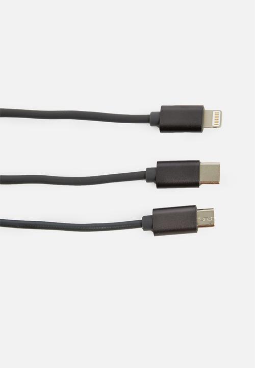 H&S - Usb charging cable 3in1 - black