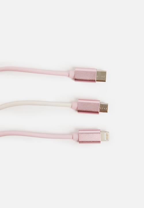 H&S - Usb charging cable 3in1 - pink