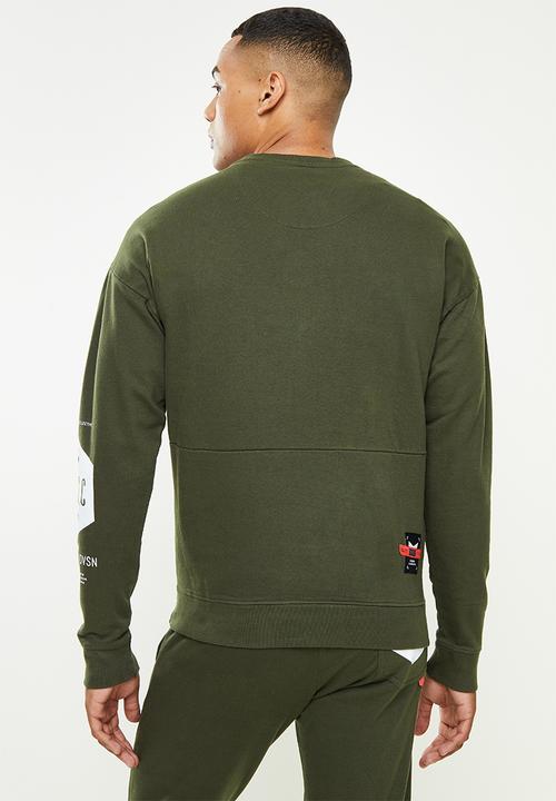 S.P.C.C - Xander relaxed fit crew neck sweat  - dark moss