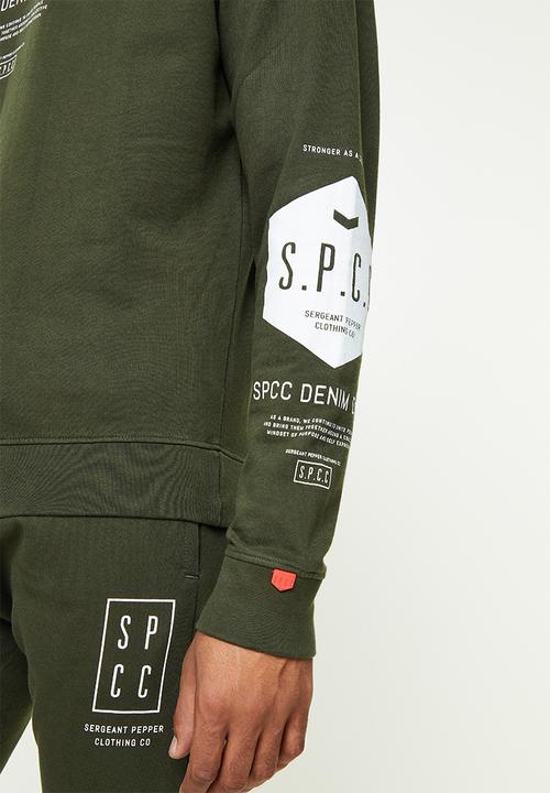 S.P.C.C - Xander relaxed fit crew neck sweat  - dark moss