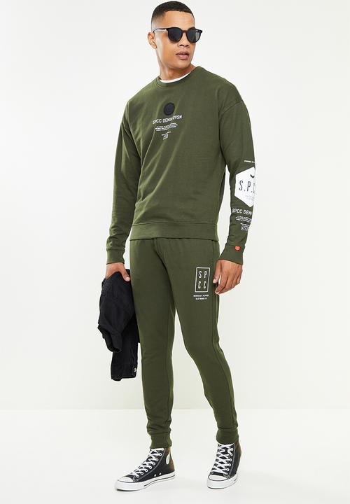 S.P.C.C - Xander relaxed fit crew neck sweat  - dark moss
