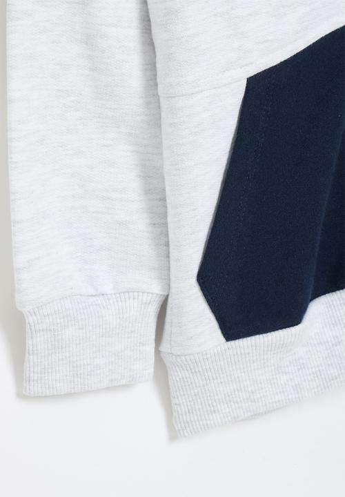 LAB - Colour block hooded sweater - light grey