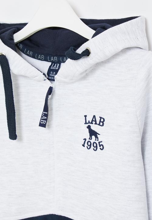 LAB - Colour block hooded sweater - light grey