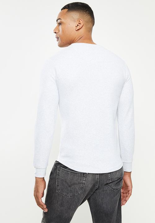 S.P.C.C - Lamont slimline fit long sleeve scooped hem top  - ice melange